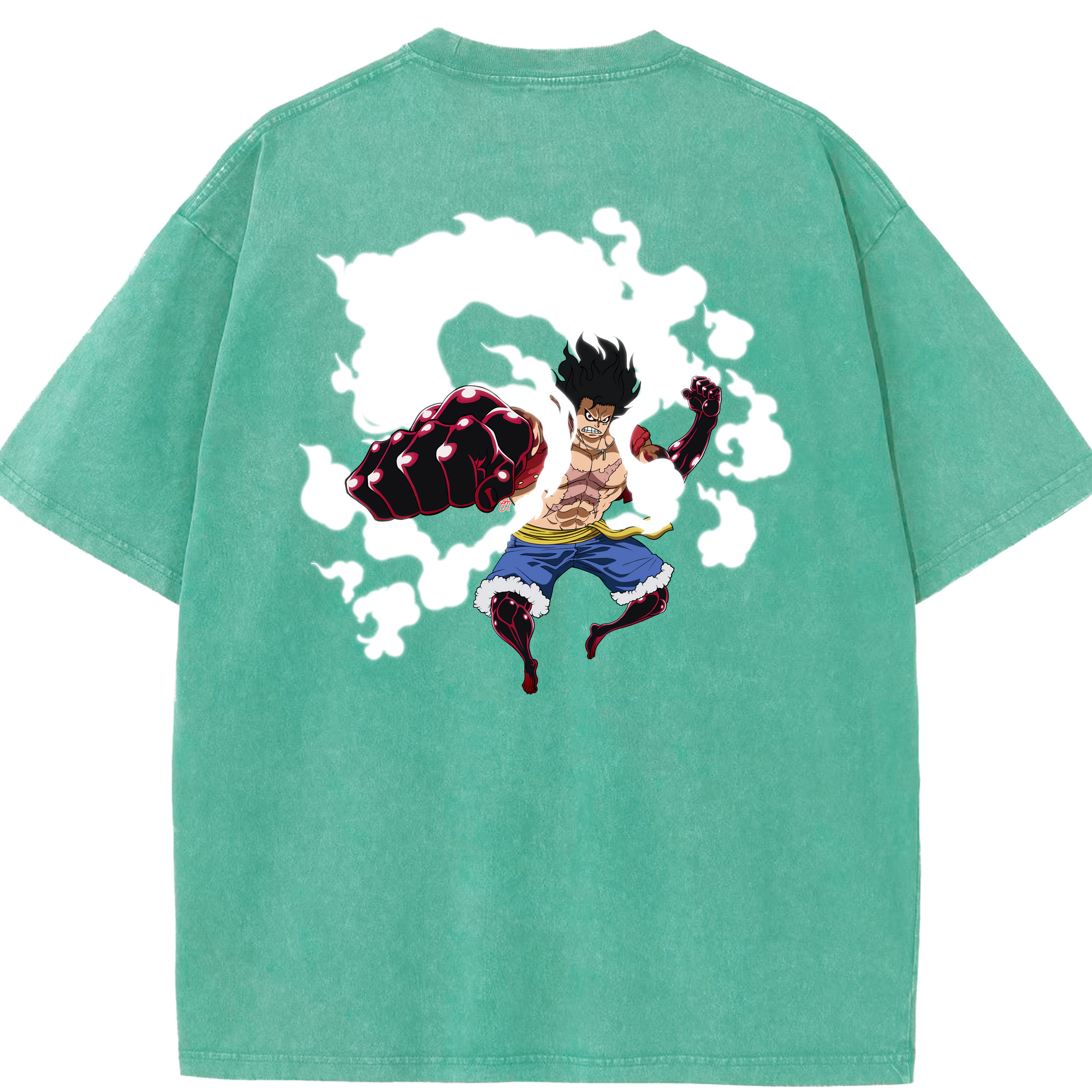 ワンピース モンキー・D・ルフィ ONE PIECE Monkey D. Luffy 綿100% ヴィンテージ風 半袖Tシャツ（背面プリント）